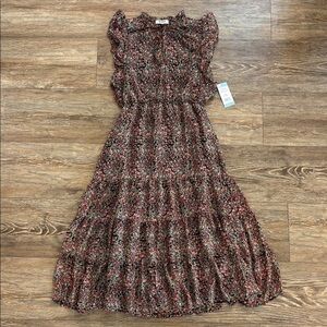 BB Dakota Steve Madden Ditsy Tiered Ruffle Dress Floral Print Women's Size L NWT